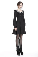 Load image into Gallery viewer, Black chiffon white floral collar bow dress DW234 - Gothlolibeauty