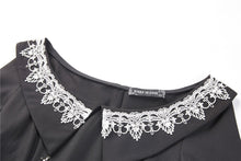 Load image into Gallery viewer, Black chiffon white floral collar bow dress DW234 - Gothlolibeauty
