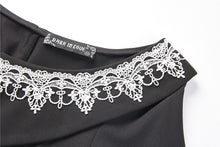 Load image into Gallery viewer, Black chiffon white floral collar bow dress DW234 - Gothlolibeauty