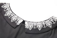 Load image into Gallery viewer, Black chiffon white floral collar bow dress DW234 - Gothlolibeauty