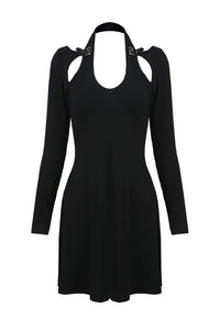 Punk crossed neckline sexy midi dress DW238 - Gothlolibeauty