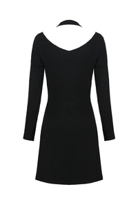 Punk crossed neckline sexy midi dress DW238