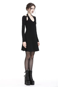 Punk crossed neckline sexy midi dress DW238 - Gothlolibeauty
