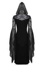 Load image into Gallery viewer, Gothic lacey hooded side slits maxi dress DW244