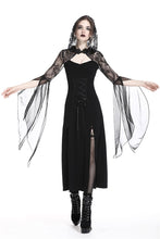 Load image into Gallery viewer, Gothic lacey hooded side slits maxi dress DW244 - Gothlolibeauty