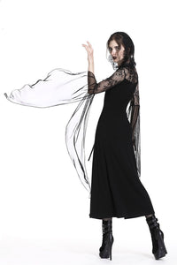 Gothic lacey hooded side slits maxi dress DW244 - Gothlolibeauty