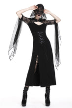 Load image into Gallery viewer, Gothic lacey hooded side slits maxi dress DW244 - Gothlolibeauty