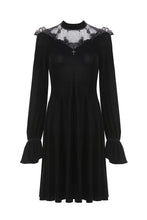 Load image into Gallery viewer, Gothic cross lacey velvet dress DW245 - Gothlolibeauty