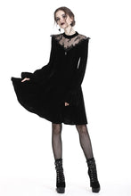 Load image into Gallery viewer, Gothic cross lacey velvet dress DW245 - Gothlolibeauty