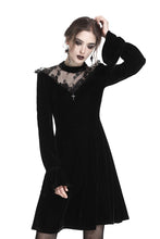 Load image into Gallery viewer, Gothic cross lacey velvet dress DW245 - Gothlolibeauty