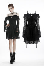 Load image into Gallery viewer, Black lady lace up waist lace dress DW247