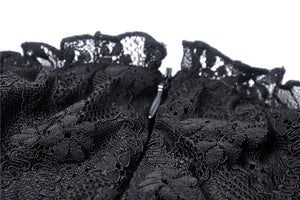 Black lady lace up waist lace dress DW247