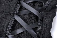 Load image into Gallery viewer, Black lady lace up waist lace dress DW247