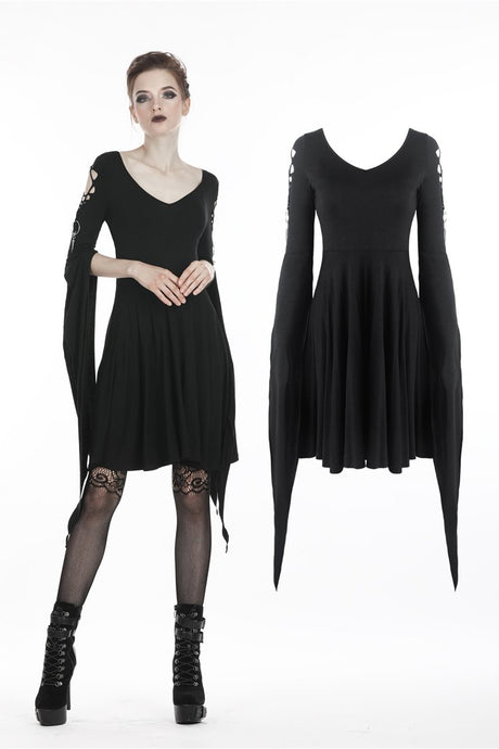 Punk dress with long hooked flower sleeves DW252 - Gothlolibeauty