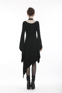 Punk Black dress with asymmetrical hem DW254 - Gothlolibeauty
