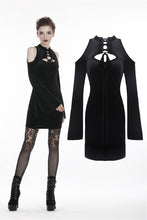 Load image into Gallery viewer, Gothic lace up neck dress with sexy hollow shoulders DW269 - Gothlolibeauty