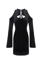 Load image into Gallery viewer, Gothic lace up neck dress with sexy hollow shoulders DW269 - Gothlolibeauty