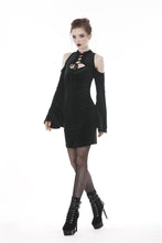Load image into Gallery viewer, Gothic lace up neck dress with sexy hollow shoulders DW269 - Gothlolibeauty