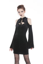 Load image into Gallery viewer, Gothic lace up neck dress with sexy hollow shoulders DW269 - Gothlolibeauty