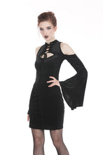Load image into Gallery viewer, Gothic lace up neck dress with sexy hollow shoulders DW269 - Gothlolibeauty