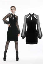 Load image into Gallery viewer, Retro Black tight dress with mesh sleeves DW270 - Gothlolibeauty