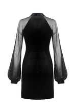 Load image into Gallery viewer, Retro Black tight dress with mesh sleeves DW270 - Gothlolibeauty