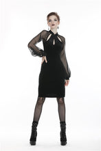 Load image into Gallery viewer, Retro Black tight dress with mesh sleeves DW270 - Gothlolibeauty