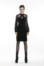 Load image into Gallery viewer, Retro Black tight dress with mesh sleeves DW270 - Gothlolibeauty