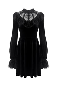 Gothic lolita lace V neck velvet dress DW276 - Gothlolibeauty