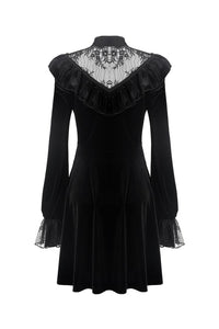 Gothic lolita lace V neck velvet dress DW276 - Gothlolibeauty