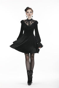 Gothic lolita lace V neck velvet dress DW276 - Gothlolibeauty