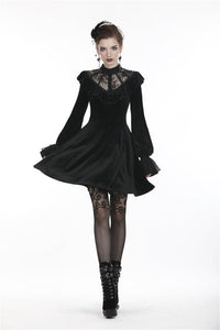 Gothic lolita lace V neck velvet dress DW276 - Gothlolibeauty