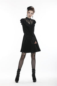 Gothic lolita lace V neck velvet dress DW276 - Gothlolibeauty