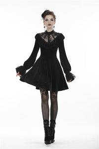 Gothic lolita lace V neck velvet dress DW276 - Gothlolibeauty