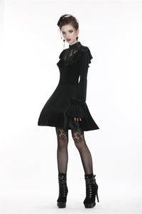 Gothic lolita lace V neck velvet dress DW276 - Gothlolibeauty