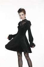 Load image into Gallery viewer, Gothic lolita lace V neck velvet dress DW276 - Gothlolibeauty