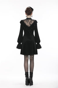 Gothic lolita lace V neck velvet dress DW276 - Gothlolibeauty