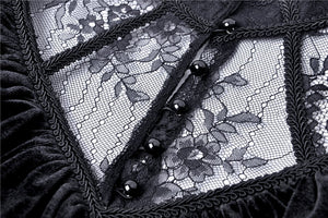 Gothic lolita lace V neck velvet dress DW276 - Gothlolibeauty