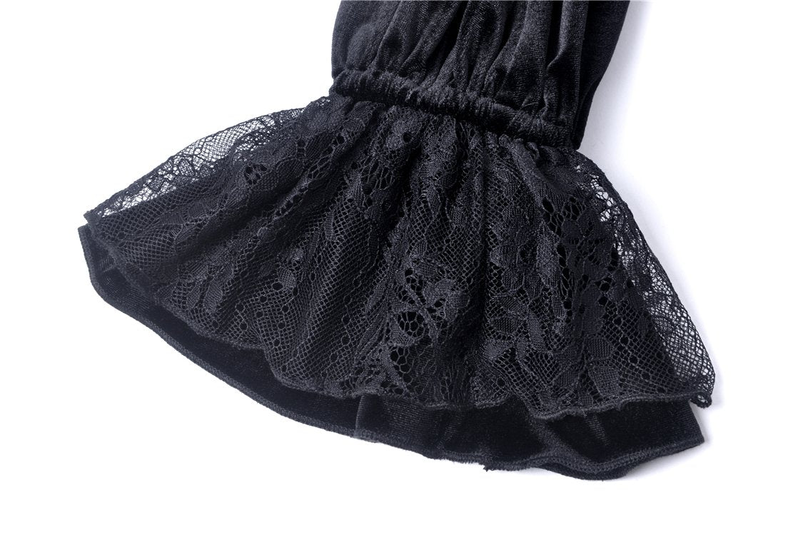 Gothic lolita lace V neck velvet dress DW276 – DARK IN LOVE