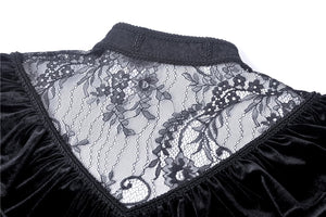 Gothic lolita lace V neck velvet dress DW276 - Gothlolibeauty