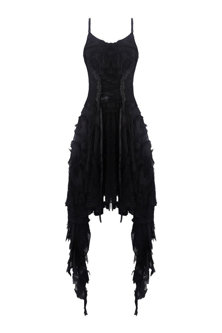 Gothic feather lace side long hem dress DW277 – DARK IN LOVE
