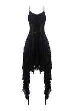 Load image into Gallery viewer, Gothic feather lace side long hem dress DW277 - Gothlolibeauty