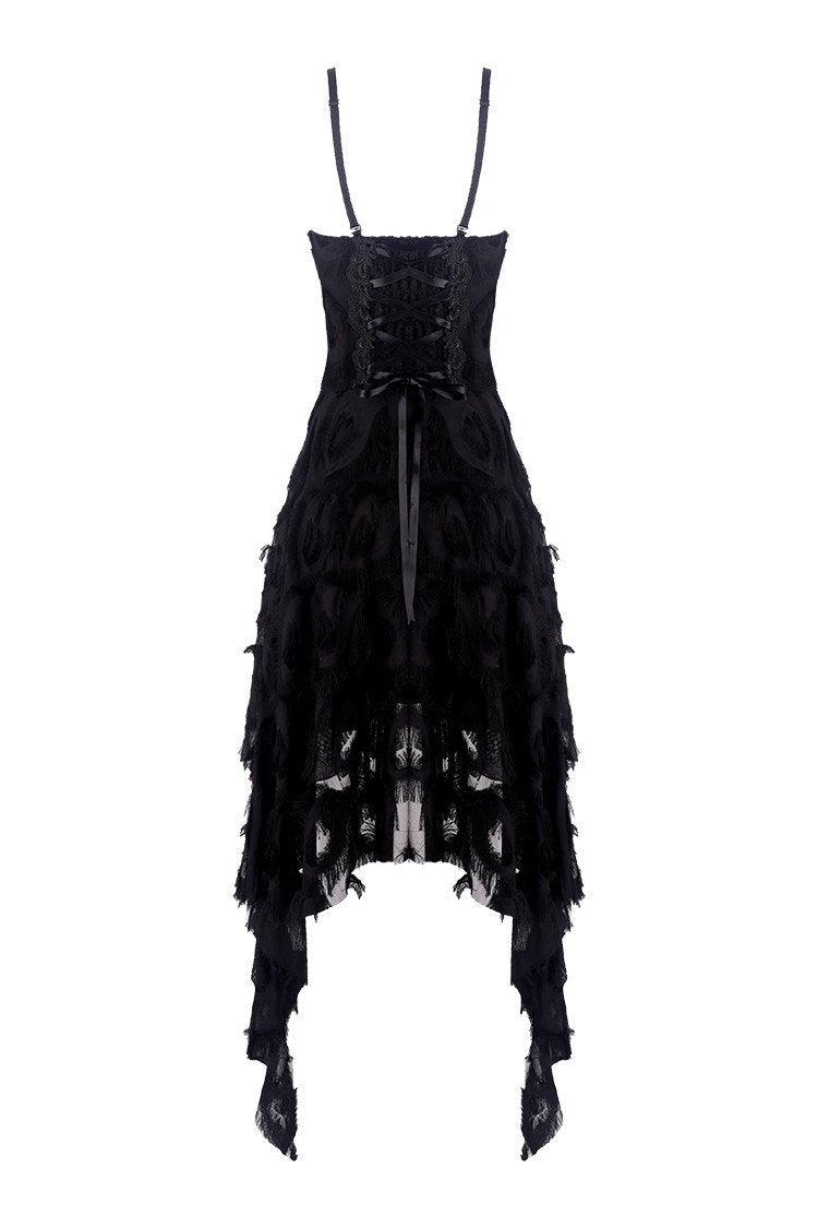 Gothic feather lace side long hem dress DW277 – DARK IN LOVE