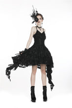 Load image into Gallery viewer, Gothic feather lace side long hem dress DW277 - Gothlolibeauty