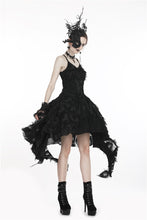 Load image into Gallery viewer, Gothic feather lace side long hem dress DW277 - Gothlolibeauty