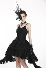 Load image into Gallery viewer, Gothic feather lace side long hem dress DW277 - Gothlolibeauty