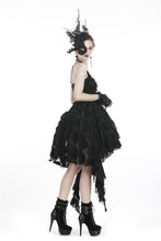 Load image into Gallery viewer, Gothic feather lace side long hem dress DW277 - Gothlolibeauty