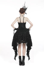 Load image into Gallery viewer, Gothic feather lace side long hem dress DW277 - Gothlolibeauty