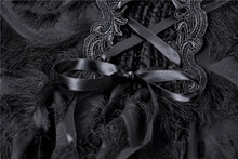 Load image into Gallery viewer, Gothic feather lace side long hem dress DW277 - Gothlolibeauty