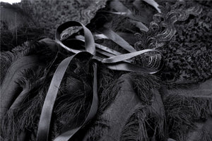 Gothic feather lace side long hem dress DW277 - Gothlolibeauty